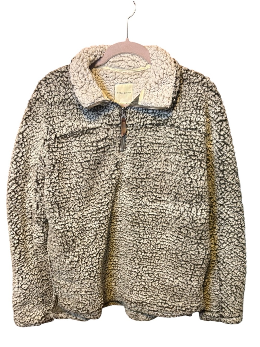 Thread & Supply Sherpa Fleece Quarter Zip Pullover Women’s Medium Gray